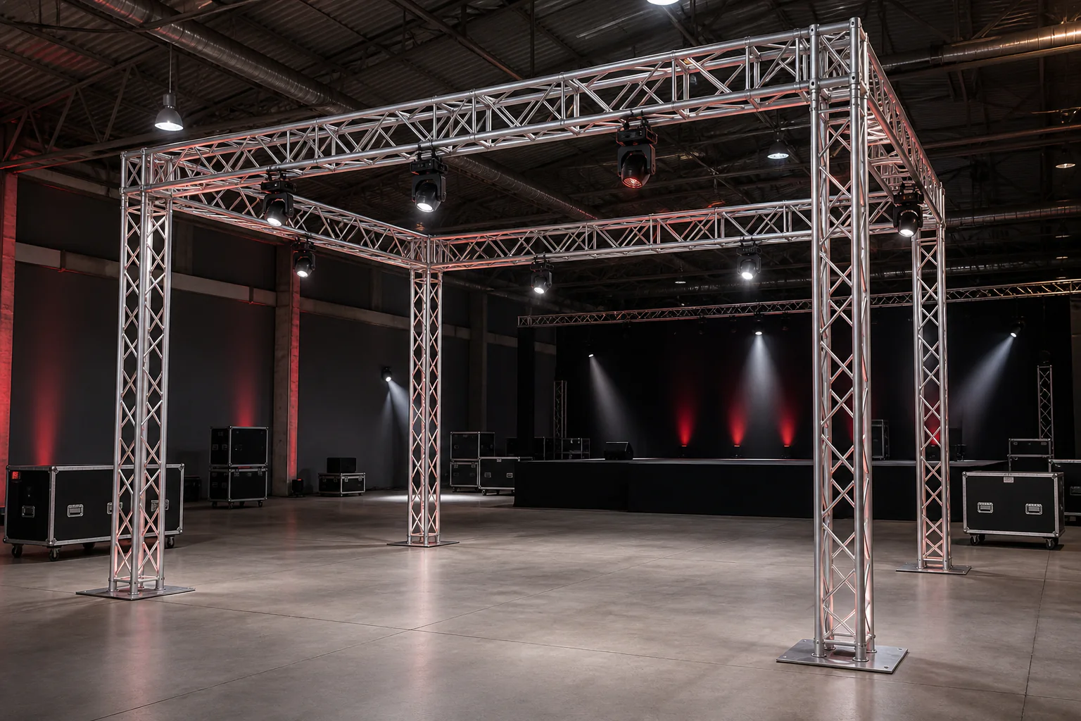 Box Truss em contexto profissional de evento